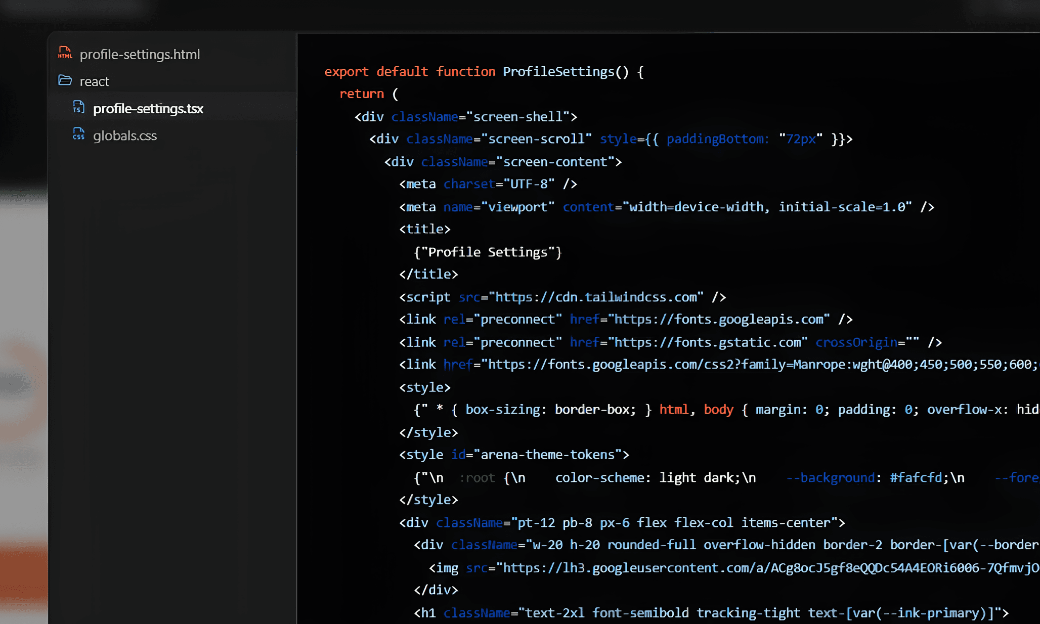 Copy generated code straight from the canvas.